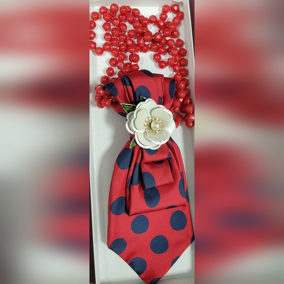 Reimagined One Of A Kind Twist On A Power Tie Look  Red and Blue Polka Dot - Picture 1 of 1